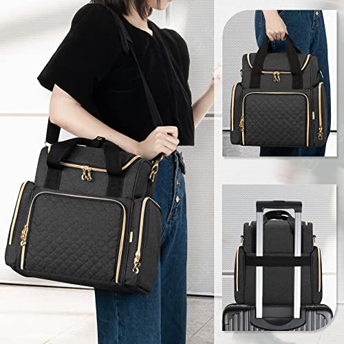 LUXJA Travel Makeup Bag with 2 Removable Makeup Cases, Black - color: Black