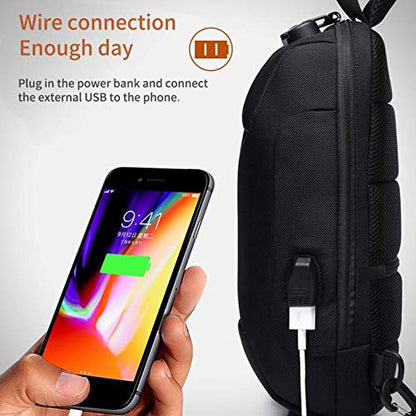 OZUKO Sling Backpack for Men - Anti-Theft Crossbody Bag, Waterproof with USB Charging Port - color: Army Green