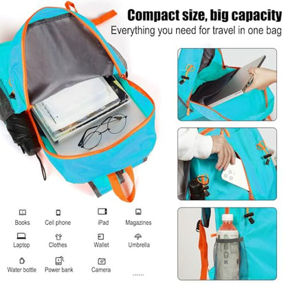 Hiking Daypack,Water Resistant Lightweight Packable Small Backpack for Travel Camping Mountaineering Outdoor for Women Men-Blue