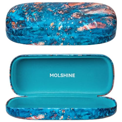 molshine Hard Shell Sunglasses Case, Classic Large Glasses Case for Women Men, Sunglass Eyeglasses - color: Ocean Blue