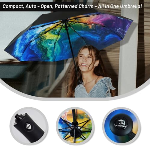 SY COMPACT Travel Umbrella - Windproof Automatic Compact Umbrellas for Rain - color: UPF-Tide