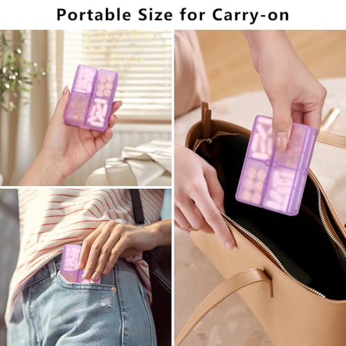 FYY Travel Pill Organizer,7 Compartments Pill Box Medicine Case-ClearPurple - color: Clear Purple, size: Small (1 Piece)