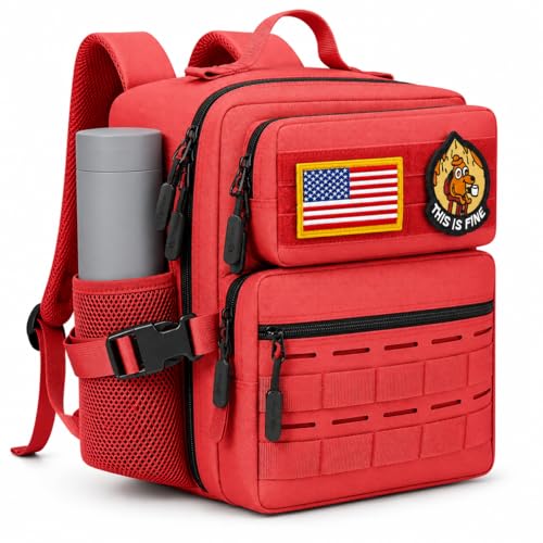 9L Mini Tactical Backpack, Small Hiking Travel Pack for Men,Red - color: Red