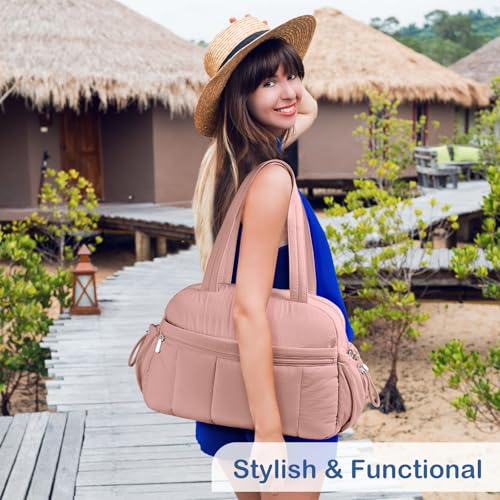 TOPDesign Travel Duffel Bag, Puffy Carry On Overnight, Gym Bag w/Wet Pocket - color: Dark Pink
