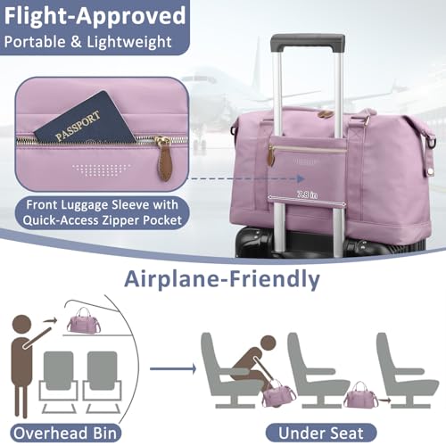 ELONGRIVER Women Travel Duffle Bags, Weekender Overnight Bag, Hospital Bag - color: Purple, size: Large