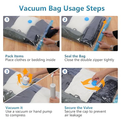 24 Pack Vacuum Storage Bags with Electric Pump，Space Saver Bags（5 Jumbo/5 Large/5 Medium/5 Small/4 Roll）,Compression for Comforters and Blankets, Sealer Clothes Storage - size: 24 Combo-EPUMP