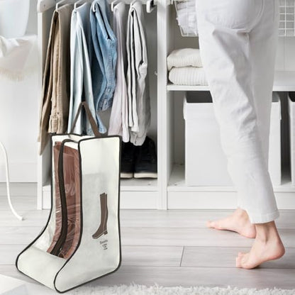 2 Pack Boot Storage Bag, Portable Dust Proof Boot Bags for Cowboy Boots - color: 2 Pack Beige