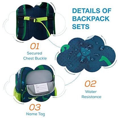 mommore Kids Backpack Set Kindergarten School Bookbag for Boys Girls 4-8 - color: A-dinosaur