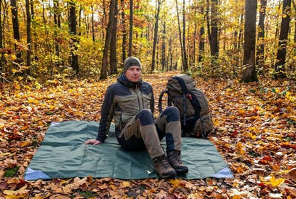Pocket Picnic Blanket, Compact Lightweight Tarp for Camping - color: Army Green/Grey, size: 55"x60"