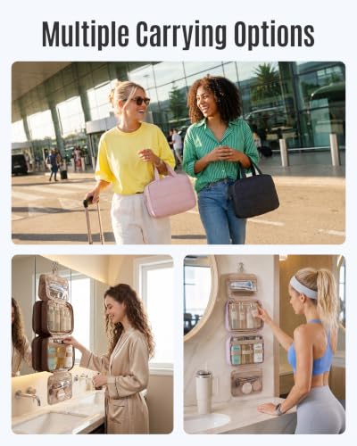 LIGHT FLIGHT Travel Toiletry Bag - Hanging Makeup Organizer for Women & Men - color: Nude Pink
