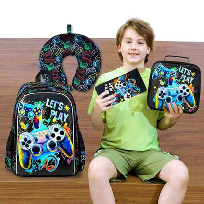 UFNDC 5PCS Kids Luggage for Boys, Game Rolling Suitcase with Wheels, Travel Carry-On for Children Toddler Elementary - color: UV Printing Game Luggage 5PCS Set