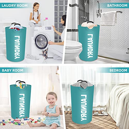 90L Large Laundry Basket, Dirty Clothes Waterproof Laundry Hamper, Green - color: Green, size: 90L
