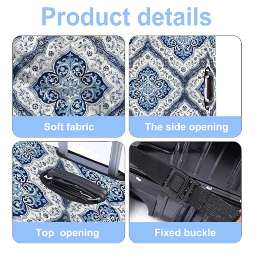 Blue Pattern Luggage Cover Washable Suitcase Protector Anti-scratch Suitcase cover Fits 28-30 Inch Luggage L - color: Blue pattern, size: L(28-30inch suitcase)