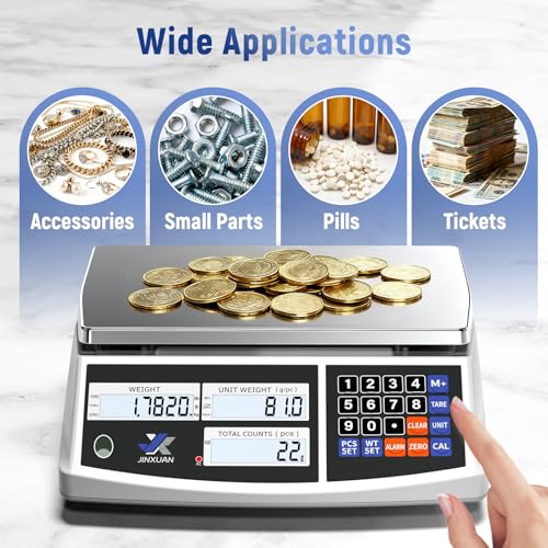 Industrial Counting Scale 40kg/88lb x 0.1g Precision Bench Scale Digital Inventory Counting Weight Scale for Small Parts and Coins, Electronic Gram Scale with Batteries/AC Power, lb/g/kg/oz - style: 40kg x 0.1g