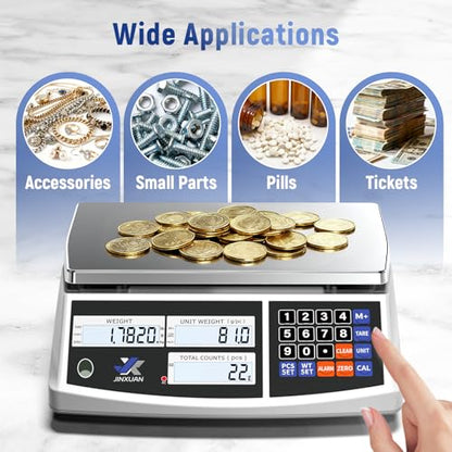 Industrial Counting Scale 40kg/88lb x 0.1g Precision Bench Scale Digital Inventory Counting Weight Scale for Small Parts and Coins, Electronic Gram Scale with Batteries/AC Power, lb/g/kg/oz - style: 40kg x 0.1g