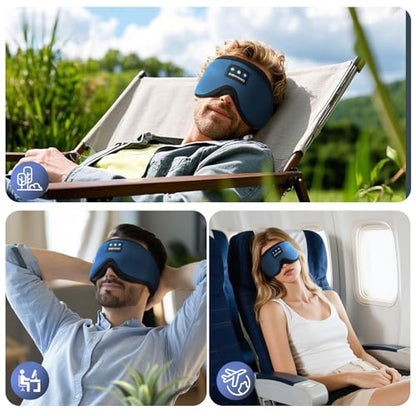 Sleep Mask with Bluetooth Headphones, Sleeping Headphones for Side Sleepers, Wireless Music Eye Mask with Ultra-Thin Stereo Speakers for Men, Women, Tech Gifts, Deep Blue - color: Deep Blue