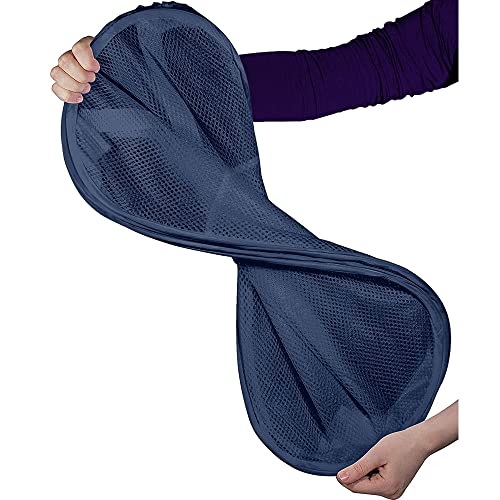 BATTOO Deluxe Strong Mesh Pop up Laundry Hamper Basket with Side Pocket for Laundry Room, Bathroom, Kids Room, College Dorm or Travel Navy Blue - color: Navy blue