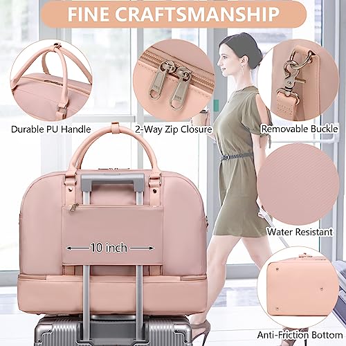 4PCS Weekender Bags for Women Large Overnight Weekend Travel Duffel Bags - color: Light Pink-FH