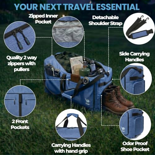 Bago Travel Duffle Bag for Women & Men. Extra Large Foldable Duffel Bags - color: SnowDepBlue, size: 140L