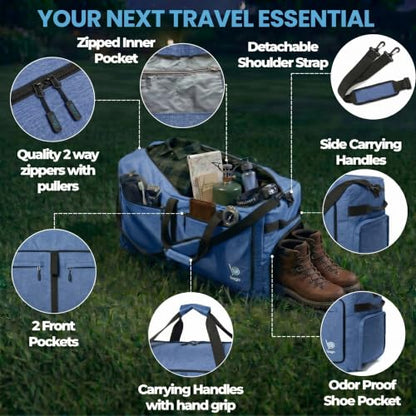 Bago Travel Duffle Bag for Women & Men. Extra Large Foldable Duffel Bags - color: SnowDepBlue, size: 140L