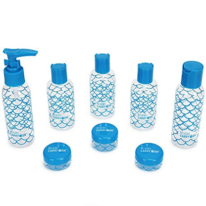 9 Piece TSA Approved Travel Bottle Set - BPA Free (Waves) - color: Waves