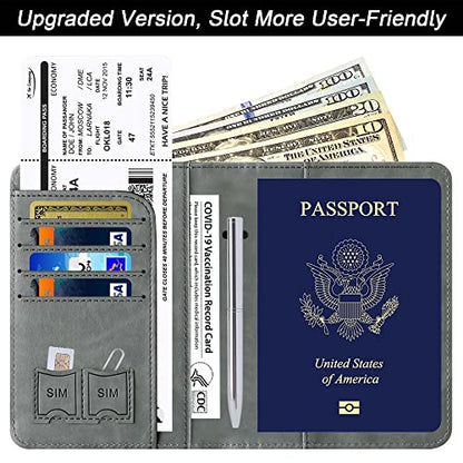 LOHASLIFE Passport Holder for Travel, Rfid Blocking Passport Cover Wallet - color: 116#Grey