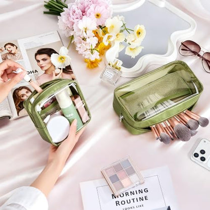 WLLWOO Clear Makeup Bag Mini Cosmetic Pouch Travel Toiletry Organizer - color: 1pcs-Mini-Grass Green