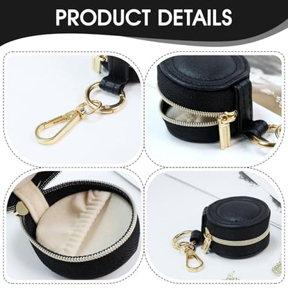 Portable Ring Keychain Holder - Black Jewelry Holder - color: Black