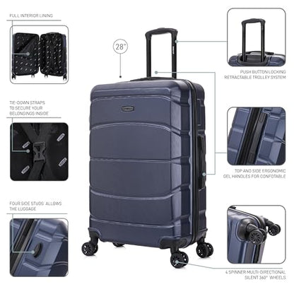 DUKAP SENSE 28-Inch Large Hardside Spinner Luggage Durable Zippered Blue - color: Blue, size: 28 Inch, style: Sense Single