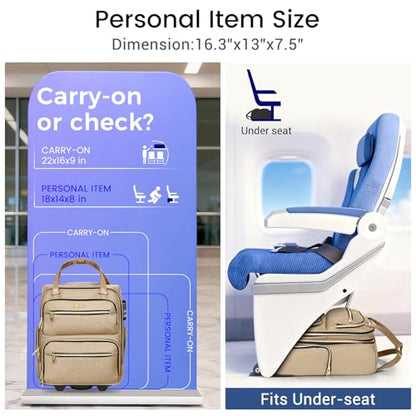 16 Inch Underseat Carry On luggage with wheel,Rolling Small luggage - color: Khaki