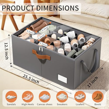 Shoe Organizer for Closet, Fits up to 40 Pairs, Gray, 2 Pack