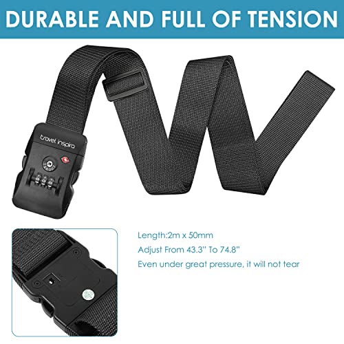 Travel Inspira Luggage Straps for Suitcases with TSA Lock - color: Red
