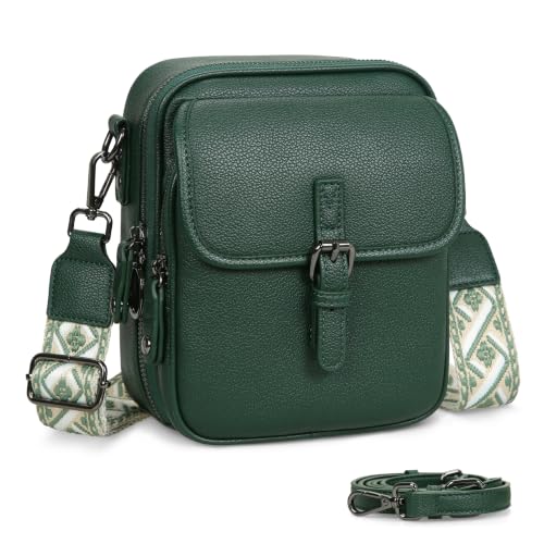 Leather Crossbody Bag for Women Small Anti Theft Messenger Purse - color: Green