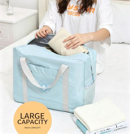 Lightweight Travel Duffel Bag, Foldable Carry on Weekender Overnight - color: Blue