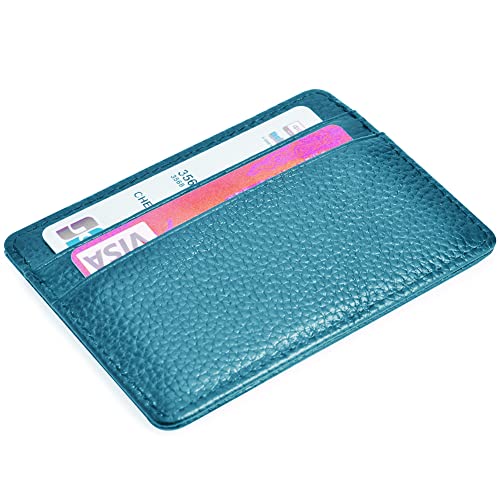 EASTNIGHTS Credit Card Holder Slim Wallet Leather Minimalist Wallet with ID Window - color: blue-02