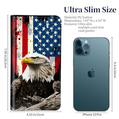 Passport Wallet for Women,Travel Wallet Passport Holder RFID Blocking - color: American Flag Eagle