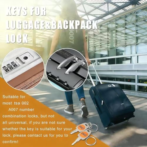 002 007 Luggage Replacement Keys - Universal Fit for Suitcase, Bag & Travel Combination Locks - size: 002＋007