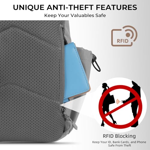 Crossbody Sling Bag, RFID Travel Hiking Sling Backpack, Compact EDC Bag - color: Grey