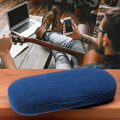 MyEyeglassCase Men's Medium Glasses Case - Classic Eyeglasses Hard Shell Holder, Elegant Easy Open Lip with Pouch and Cloth - color: As196 Codruroy Blue