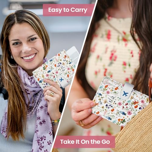 Passport Holder for Travel, RFID Blocking Wallet with Magnetic Closure - color: A-Wildflower