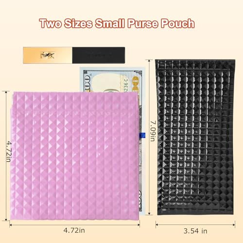 6 PCS Squeeze Small Purse Organizer Pouches & Sunglasses Case - color: Black+Purple+Gold+Green+Black+Gold, size: 4.7"×4.7"+3.5"×7.1"