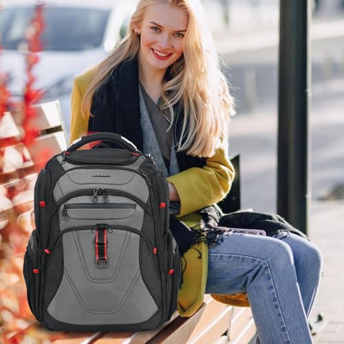 KROSER Travel Laptop Backpack 17.3 Inch XL Computer Backpack for Men/Women - color: Black/Grey, size: 17.3 inch