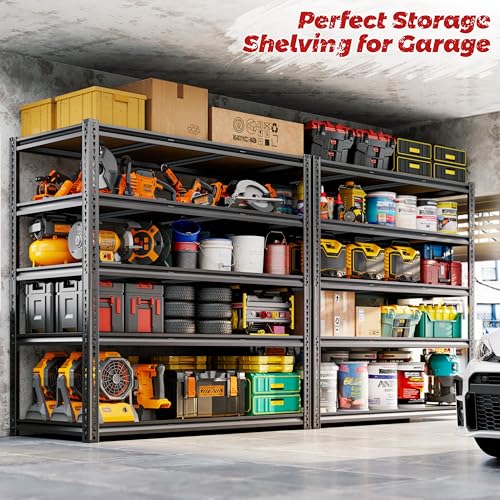 48"W Garage Shelving Heavy Duty ,5 Tier Metal Shelving Unit , 3050LBS,Black - size: 48"W x 72" H x 24" D