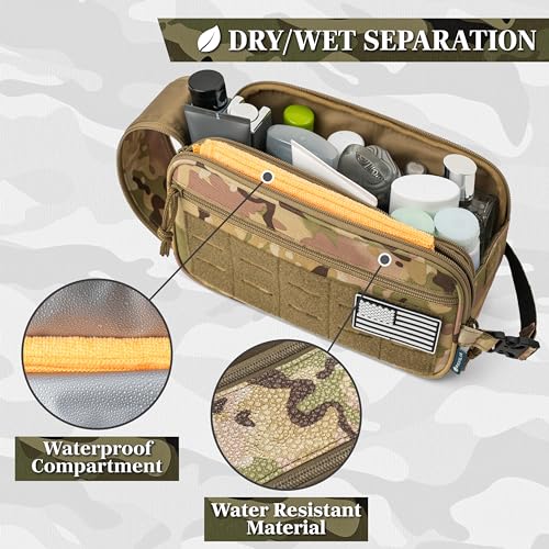 PAVILIA Tactical Toiletry Bag for Men, Water Resistant Molle Military, Camo - color: Camo, size: Large