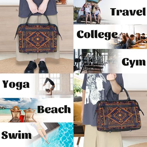 Carpet Pattern Weekender Overnight Bag for Women Travel Gym Sport - color: D 005