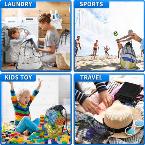 10 Pcs Mesh Drawstring Bag 6" x 8" with Cord Lock Closure, Durable Mesh Bag for Laundry Travel Beach Toys Seashell Collecting (Black) - size: 6x8 Inch(10pack)
