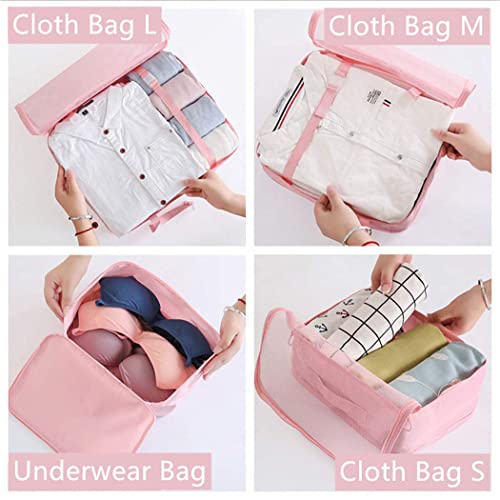 Luggage Packing Organizers Packing Cubes Set for Travel - color: pink 8pc