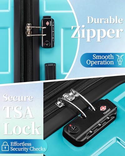 Expandable 20 Inch Carry on Luggage Suitcase with TSA Lock - color: Sky, size: S(carry-on-20")