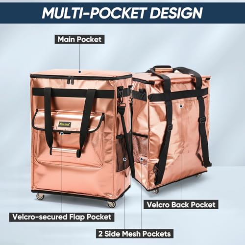 BALEINE Reusable Grocery Bag on Wheels, Foldable Rolling Tote Bag - color: Black, size: Medium