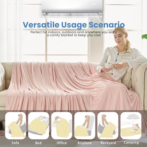 OIGAE Cooling Blanket King Size 90"x108" for Hot Sleepers Summer Blanket - color: 9 - Pink Stripe, size: King 90'' x 108''